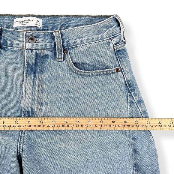 Abercrombie & Fitch Jeans Womens 29 (ACTUAL 31x27) Blue Barrel Relaxed Leg Ankle - Picture 11 of 15